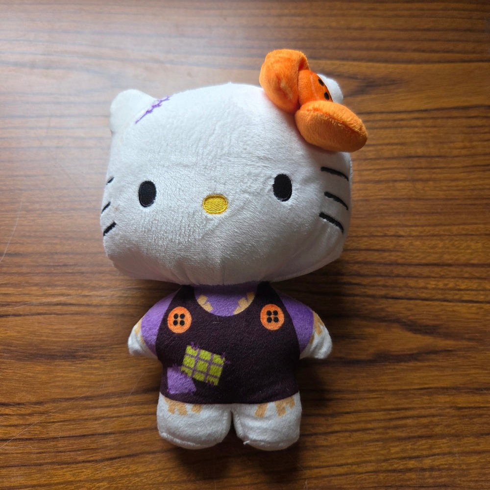Sanrio Hello Kitty Halloween Zombie Plush Patchwork Purple Orange Stitched Scar